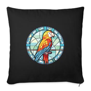 Parrot Colorful Watercolor Animal Pet Illustration - Sofa pillowcase 17,3'' x 17,3'' (45 x 45 cm) - black - Front