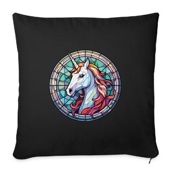 Einhorn bunte Aquarell Tier Illustration - Sofakissenbezug 45 x 45 cm - Schwarz - Vorne