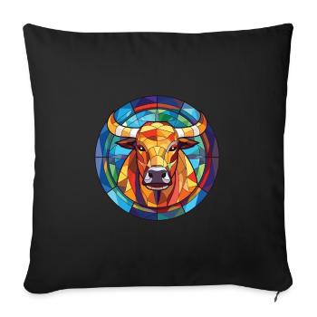 Bull Colorful Watercolor Animal Pet Illustration - Sofa pillowcase 17,3'' x 17,3'' (45 x 45 cm) - black - Front