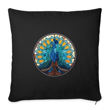 Peacock Colorful Watercolor Animal Illustration - Sofa pillowcase 17,3'' x 17,3'' (45 x 45 cm) - black - Front