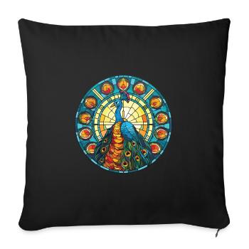 Peacock Colorful Watercolor Animal Illustration - Sofa pillowcase 17,3'' x 17,3'' (45 x 45 cm) - black - Front