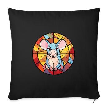 Rat Colorful Watercolor Animal Pet Illustration - Sofa pillowcase 17,3'' x 17,3'' (45 x 45 cm) - black - Front