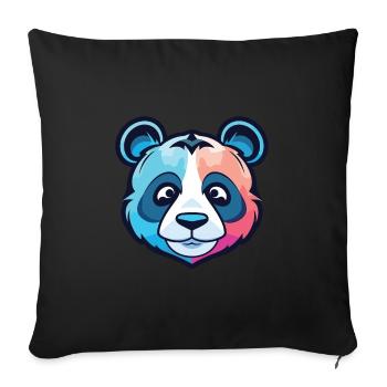 Panda Colorful Watercolor Animal Pet Illustration - Sofa pillowcase 17,3'' x 17,3'' (45 x 45 cm) - black - Front