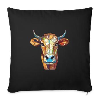 Vache Aquarelle Colorée Animal Illustration D’animaux De Compagnie - Housse de coussin décorative 45 x 45 cm - noir - Devant