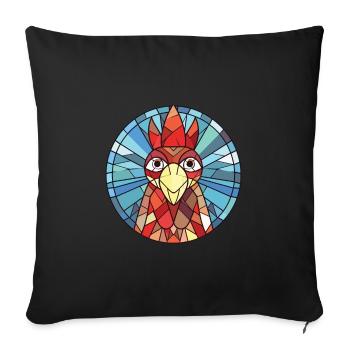 Poule aquarelle colorée Animal animal de compagnie Illustration - Housse de coussin décorative 45 x 45 cm - noir - Devant