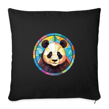 Panda Aquarelle Colorée Animal Illustration D’animaux De Compagnie - Housse de coussin décorative 45 x 45 cm - noir - Devant