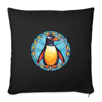 Penguin Colorful Watercolor Animal Illustration - Sofa pillowcase 17,3'' x 17,3'' (45 x 45 cm) - black - Front