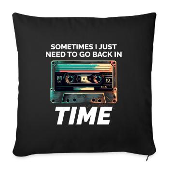 Vintage '80s Cassette Tape: Time Travel in Style - Sofa pillowcase 17,3'' x 17,3'' (45 x 45 cm) - black - Front