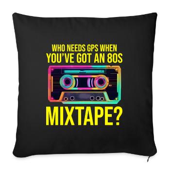 Neon '80s Cassette Tape: Nostalgic Retro Vibes - Sofa pillowcase 17,3'' x 17,3'' (45 x 45 cm) - black - Front