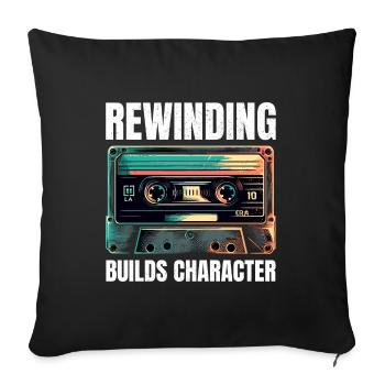 Art de la cassette Vintage : rembobinage de la nostalgie des années 80 - Housse de coussin décorative 45 x 45 cm - noir - Devant