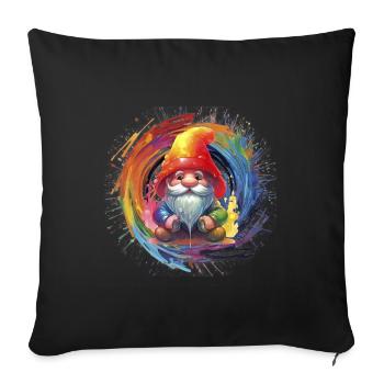 Magicien Nain de Noël Coloré - Housse de coussin décorative 45 x 45 cm - noir - Devant