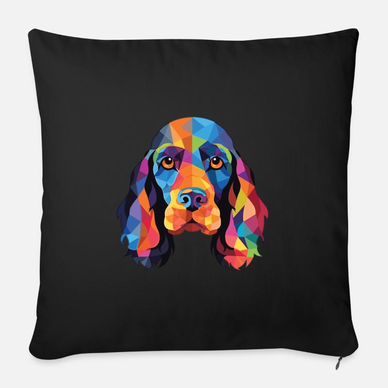 American Cocker Spaniel Hund Buntes Aquarell - Sofakissenbezug 45 x 45 cm - Schwarz