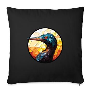 Cormoran coloré aquarelle Animal Illustration - Housse de coussin décorative 45 x 45 cm - noir - Devant