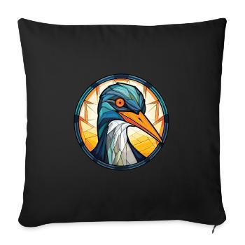 Cormoran coloré aquarelle Animal Illustration - Housse de coussin décorative 45 x 45 cm - noir - Devant