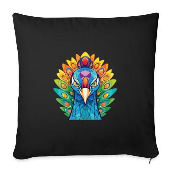 Peacock Colorful Watercolor Animal Illustration - Sofa pillowcase 17,3'' x 17,3'' (45 x 45 cm) - black - Front