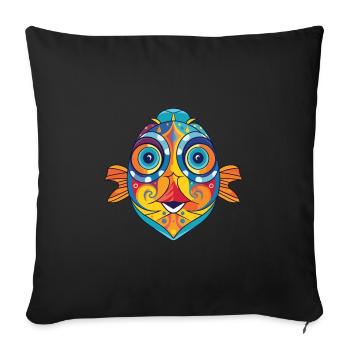 Flounder Fish Colorful Watercolor Animal Cartoon - Sofa pillowcase 17,3'' x 17,3'' (45 x 45 cm) - black - Front