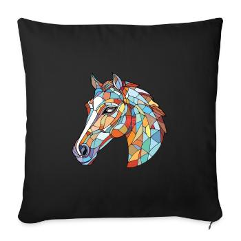 Cheval Aquarelle Colorée Animal Illustration D’animaux De Compagnie - Housse de coussin décorative 45 x 45 cm - noir - Devant