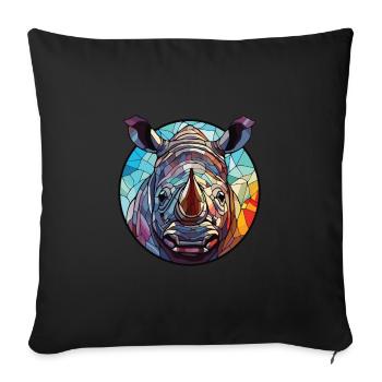 Rhino Colorful Watercolor Animal Pet Illustration - Sofa pillowcase 17,3'' x 17,3'' (45 x 45 cm) - black - Front