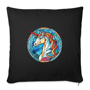 Einhorn bunte Aquarell Tier Illustration - Sofakissenbezug 45 x 45 cm - Schwarz - Vorne