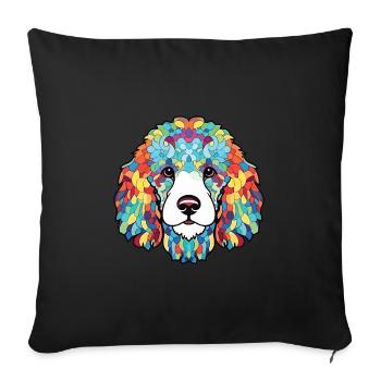 Poodle Dog Colorful Watercolor Animal Illustration - Sofa pillowcase 17,3'' x 17,3'' (45 x 45 cm) - black - Front