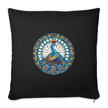 Peacock Colorful Watercolor Animal Illustration - Sofa pillowcase 17,3'' x 17,3'' (45 x 45 cm) - black - Front