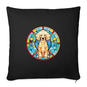 Caniche Chien Aquarelle Colorée Animal Illustration - Housse de coussin décorative 45 x 45 cm - noir - Devant