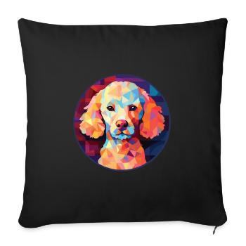 Poodle Dog Colorful Watercolor Animal Illustration - Sofa pillowcase 17,3'' x 17,3'' (45 x 45 cm) - black - Front