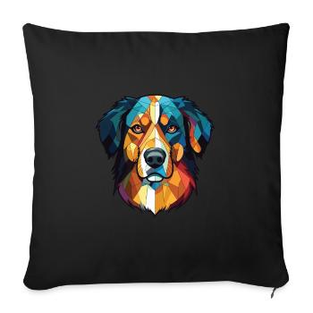 Illustration aquarelle de race de chien de berger basque - Housse de coussin décorative 45 x 45 cm - noir - Devant