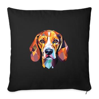 Illustration à l’aquarelle de race de chien Fousek Cesky - Housse de coussin décorative 45 x 45 cm - noir - Devant