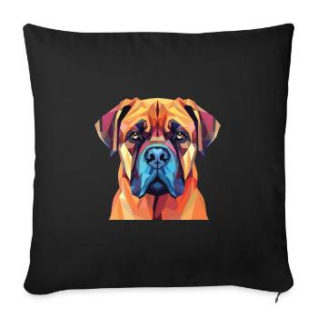 Bullmastiff chien race aquarelle Illustration - Housse de coussin décorative 45 x 45 cm - noir - Devant