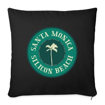 Santa Monica Beach Badge - Sofa pillowcase 17,3'' x 17,3'' (45 x 45 cm) - black - Front