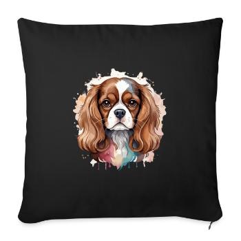 Cavalier King Charles Spaniel, Chien, Canine, Mignon - Housse de coussin décorative 45 x 45 cm - noir - Devant
