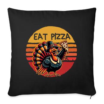 Manger Pizza Thanksgiving Dinde Graphique - Housse de coussin décorative 45 x 45 cm - noir - Devant