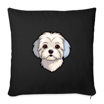 Chien maltais race Cartoon Kawaii Illustration - Housse de coussin décorative 45 x 45 cm - noir - Devant