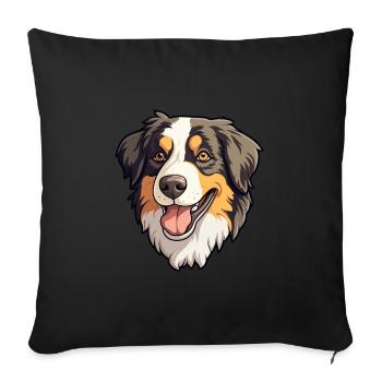 North American Shepherd Dog Breed Cartoon Kawaii I - Sofa pillowcase 17,3'' x 17,3'' (45 x 45 cm) - black - Front