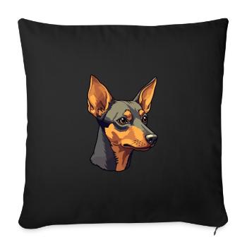 Miniatur Pinscher Hunderasse Cartoon Kawaii Illust - Sofakissenbezug 45 x 45 cm - Schwarz - Vorne