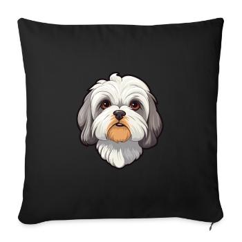 Maltais Shih Tzu Chien Race Cartoon Kawaii Illustra - Housse de coussin décorative 45 x 45 cm - noir - Devant