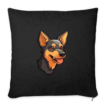 Lancashire Heeler Dog Breed Cartoon Kawaii Illustr - Sofa pillowcase 17,3'' x 17,3'' (45 x 45 cm) - black - Front