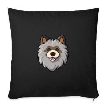 Keeshond Dog Breed Cartoon Kawaii Illustration - Sofa pillowcase 17,3'' x 17,3'' (45 x 45 cm) - black - Front