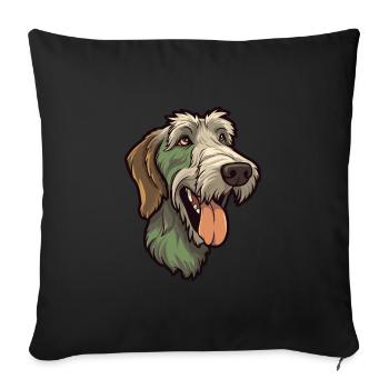 Irish Wolfhound Dog Breed Cartoon Kawaii Illustrat - Sofa pillowcase 17,3'' x 17,3'' (45 x 45 cm) - black - Front