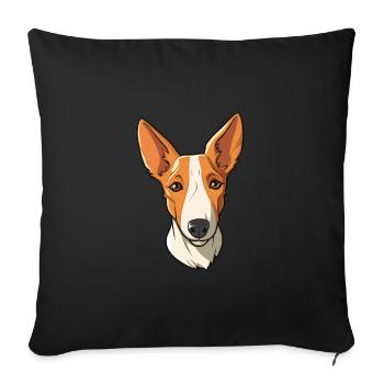 Ibizan Hound Dog Breed Cartoon Kawaii Illustration - Sofa pillowcase 17,3'' x 17,3'' (45 x 45 cm) - black - Front
