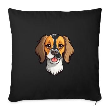 Havenese chien race dessin animé Kawaii Illustration - Housse de coussin décorative 45 x 45 cm - noir - Devant