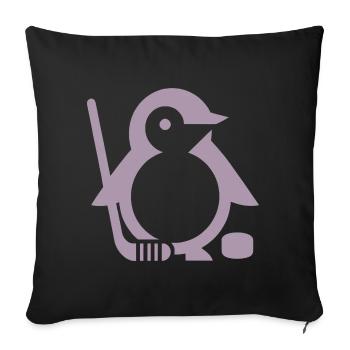 Minimalistischer Pinguin Eishockeyspieler - - Sofakissenbezug 45 x 45 cm - Schwarz - Vorne