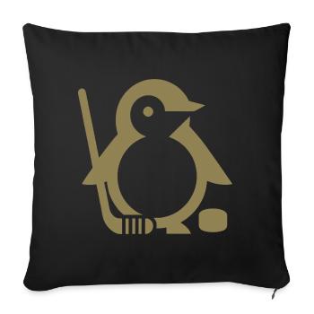 Minimalistischer Pinguin Eishockeyspieler - - Sofakissenbezug 45 x 45 cm - Schwarz - Vorne