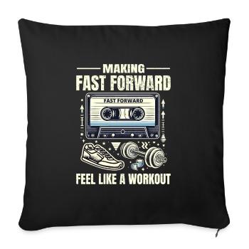 Retro 80s Workout Cassette Tape Fitness Workout - Sofa pillowcase 17,3'' x 17,3'' (45 x 45 cm) - black - Front