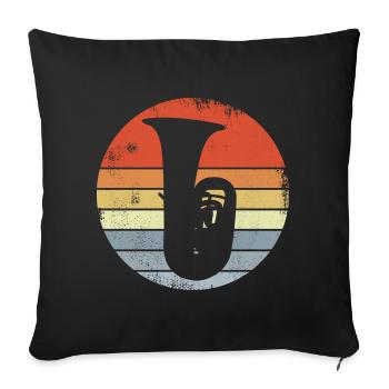 Vintage Tuba Skizze - Sofakissenbezug 45 x 45 cm - Schwarz - Vorne