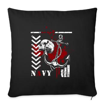Tatouage Crâne Horreur Mythique - Housse de coussin décorative 45 x 45 cm - noir - Devant