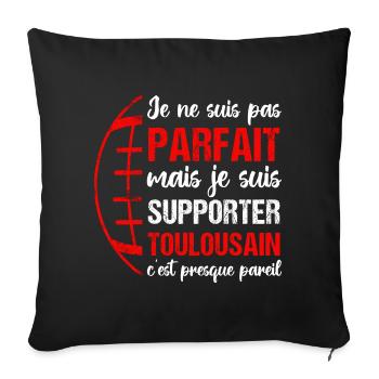 Supporter toulousain cadeau rugby Toulouse - Housse de coussin décorative 45 x 45 cm - noir - Devant