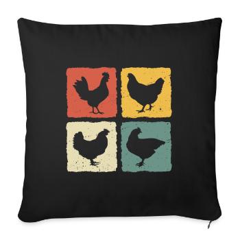 Retro Hens - Sofa pillowcase 17,3'' x 17,3'' (45 x 45 cm) - black - Front