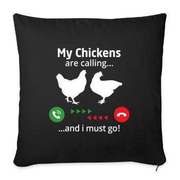 Mes poules m’appellent et je dois y aller - Housse de coussin décorative 45 x 45 cm - noir - Devant